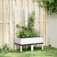 Prolenta Maison Exclusive - Bac à plantes avec treillis blanc 80 x 40 x 142 cm PP