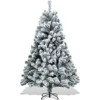 Eikuavons Arbre de Noël artificiel de 150 cm avec effet neige, comprenant un pied en métal et 550 aiguilles en PVC. Arbre de Noël en PVC, blanc