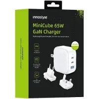 Innostyle Mini Cube Powerful Fast Charger Gan Travel Eu Us Uk Au 3X Usb Usb-C 65W White