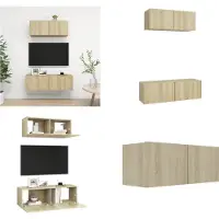 vidaXL 2 pcs. Set d'armoire TV Chêne Sonoma Bois composite - Set d'armoire TV - Set d'armoire TV suspendu - Set d'armoire TV suspendu