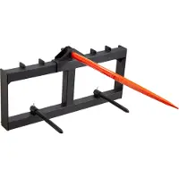 Vevor Pique-botte de Foin Capacité de Charge 725 kg Fourche à Balles 3 Dents Fourches à Pointes Fixation Simple avec 2 Stabilisatrices 444 mm pour Tracteurs