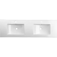 Sapho Lavabos - Evier double 1510x460 mm, avec trop-plein, trous pour robinetterie, blanc 1601-150