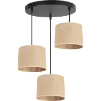 Light11 HOME Light-Home Juta Lampe à suspendre - métal avec abat-jour en tissu - E27 - OV 3-flamme 20 cm - base noire et jute