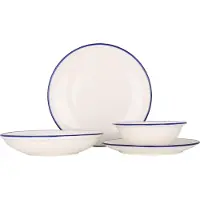 RINART Service de table (Medium) - Blue Edge - 24 pièces - 6 personnes - Porcelaine