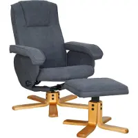 SVITA Charles Fauteuil relax Tabouret Fauteuil TV Pied en bois Fauteuil pivotant Fauteuil TV Polyester Gris foncé
