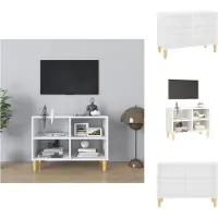 vidaXL Armoire TV avec pieds en bois massif blanc 69,5x30x50 cm - Meuble TV