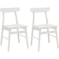 vidaXL - 2 chaises de salle à manger, bois massif d'hévéa, blanches, 43 x 44,5 x 77 cm