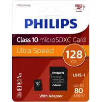 Philips Micro SDXC 128GB 80MB/s + SD Adapter