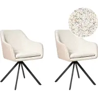 Beliani Lot de 2 chaises Boucle beige clair et pieds en métal en simili cuir pour salle à manger