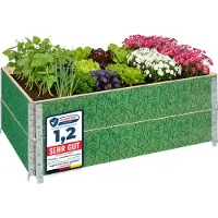 Garronda 2 cadres en bois avec imprimé – Jardinières surélevées pour plantes, fleurs, fruits et légumes, en bois avec imprimé décoratif feuille avec fond