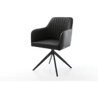 DELIFE Chaise-de-salle-à-manger Greg-Flex cuir de vache noir pied croisé large noir ressorts ensachés