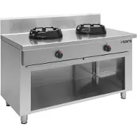 Saro Plaque de cuisson à gaz wok à fond ouvert, modèle CC/02, dimensions : L 1400 x P 700 x H 850