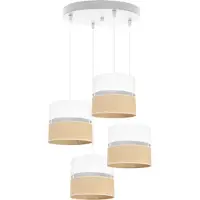 Light11 HOME Light-Home Juta Lampe à suspendre - métal avec abat-jour en tissu - E27 - OV 4-flamme 20 cm - base blanche et jute et blanc