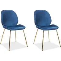Feldmann-Wohnen Ensemble de 2 chaises de salle à manger et de cuisine Adrien, bleu marine et doré
