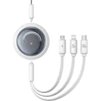 Baseus Fast Charging Cable 3in1 Free2Draw USB-C to USB-C/Lightning/Micro 100W, 1,1m (white)