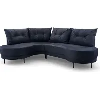 Bettso Canapé d'angle aux angles arrondis, modèle LUXOR, 287 cm, couleur noire, côté gauche