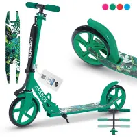 Arebos Grafitti Trottinette de ville réglable en hauteur | Roues XXL, frein de marche, vert