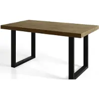 Alpi Möbel Table de salle à manger industrielle LOFT-U, dimensions : 140 x 80 x 77 cm, table de salon couleur : LEFKAS, avec pieds en métal de couleur noire