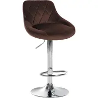 CLP Tabouret de bar Lazio, revêtement en velours, réglable en hauteur et pivotant à 360 degrés. Couleur : marron. Structure : chromée