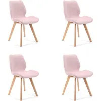 Akord Chaise en tissu rose élégante SJ.0159 avec pieds en hêtre, ensemble de quatre pour une décoration raffinée