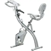HOMCOM Vélo d'appartement pliable, vélo d'exercice, home traîner pour adultes, 8 niveaux de résistance magnétique, capteurs pouls main, écran LCD multifonction, selle réglable, acier, gris argenté