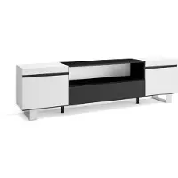 Skraut Home COZY Meuble TV, Banc Télé, 200x35x57cm, Pour les TV jusqu'à 80", Blanc et noir