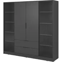 Bettso Armoire vitrée moderne LYKE pour le salon Graphite