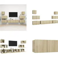 vidaXL 8 pcs. Armoire TV Sonoma chêne bois composite - Ensemble d'armoires TV - Ensembles d'armoires TV - Ensembles d'armoires TV suspendues