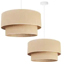 Light11 HOME Light-Home Juta Lampe à suspendre - métal avec abat-jour en tissu - E27 - Torte 1-flamme 45 cm - base blanche et jute