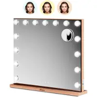 Mirlux Miroir de maquillage Hollywood Éclairage LED - Zoom 10x - Suspendable - Or rose - 58 x 48 cm