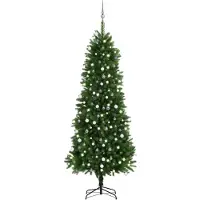 Prolenta Maison Exclusive - Sapin de Noël artificiel avec guirlande lumineuse et boules, 240 cm, vert
