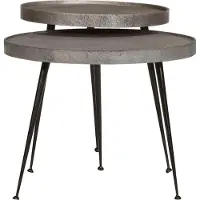 Syfax Table basse 2 pcs en bois composite argenté