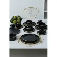 Hermia Concept , X00018939, services de table, service de table (20 pièces), noir mat, grès cérame, 27 x 27 cm