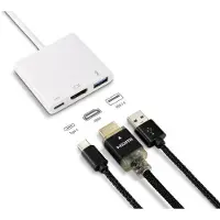 Renkforce Adaptateur RF-4366444 [1x USB-C mâle - 1x HDMI femelle, USB 3.2 Gen 1 femelle A (USB 3.0), USB-C femelle] Blanc