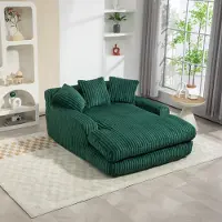 MODFU Canapés convertible - Canapé Convertible avec 3 Coussins et Mousse Haute Densité - Velours Côtelé 125x155x63 cm - Émeraude