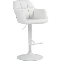 CLP Tabouret de bar Natoma en similicuir, réglable en hauteur, pivotant, avec accoudoirs et repose-pieds, pied en forme de trompette, hauteur 97-118 cm