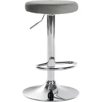 CLP Tabouret de bar Ponte - revêtement en velours, structure chromée - Gris