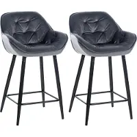 CLP , ensemble de 2 tabourets de bar Gibson en velours, hauteur d'assise 76 cm | Couleur : gris foncé