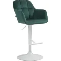 CLP Tabouret de bar en velours, réglable en hauteur, pivotant, avec accoudoirs, surpiqûres décoratives, 97-118 cm