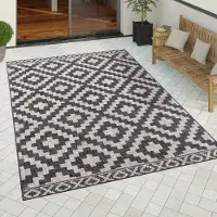 Paco Home Tapis d'extérieur résistant aux intempéries Motif bohème scandinave Losanges Robuste Balcon Terrasse Cuisine Dimensions 160 x 220 cm