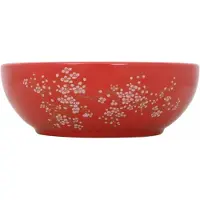 Syfax Vasque à poser blanc et rouge rond Φ41x14 cm céramique
