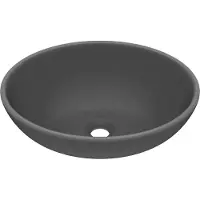 Syfax Lavabo ovale de luxe Gris foncé mat 40x33 cm Céramique
