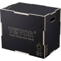 Vevor Boîte de Pliométrie 3-en-1 Hauteur 60/50/40 cm Boîte à Saut Musculation Fitness Crossfit en Bois Antidérapant Charge 204 kg pour Entraînement Pliométrique Step-ups Pompes Squats Gym Domicile