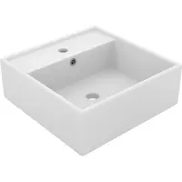 Syfax Lavabo carré de luxe à trop-plein Blanc mat 41x41 cm Céramique