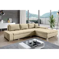 AX Living Canapé angle convertible Tunceli canapé angle beige 297 cm