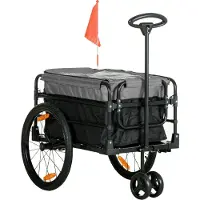 Fortuna Remorque vélo 2 en 1 Lai Remorque de transport pour vélo avec pneus 20 pouces Capacité de charge 40 kg 130 x 64 x 64/103 cm