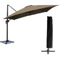 Happy Garden Parasol Déporté Molokai Carré 3x3m Taupe + Housse