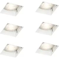 QAZQA Ensemble de 6 spots encastrés blancs GU10 50 mm sans cadre - Oneon