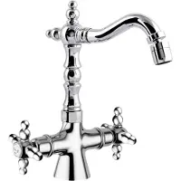 Casa Padrino Robinet de lavabo de style Art nouveau rétro , argenté, hauteur 23,5 cm - Robinet monocommande de haute qualité en laiton, idéal pour les bidets