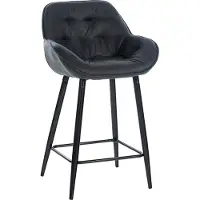 CLP Tabouret de bar Gibson - revêtement en tissu, pieds en métal noirs - Gris foncé